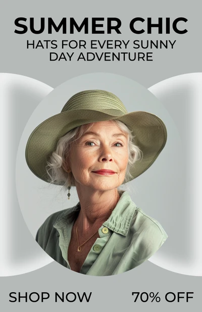Template Chic Summer Hat Sale Poster in Green