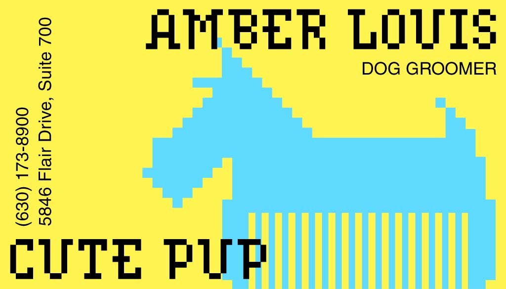 Catchy Yellow Blue Dog Groomer Post