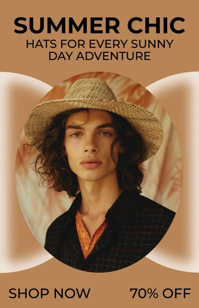 Template Trendy Summer Hats Poster in Beige