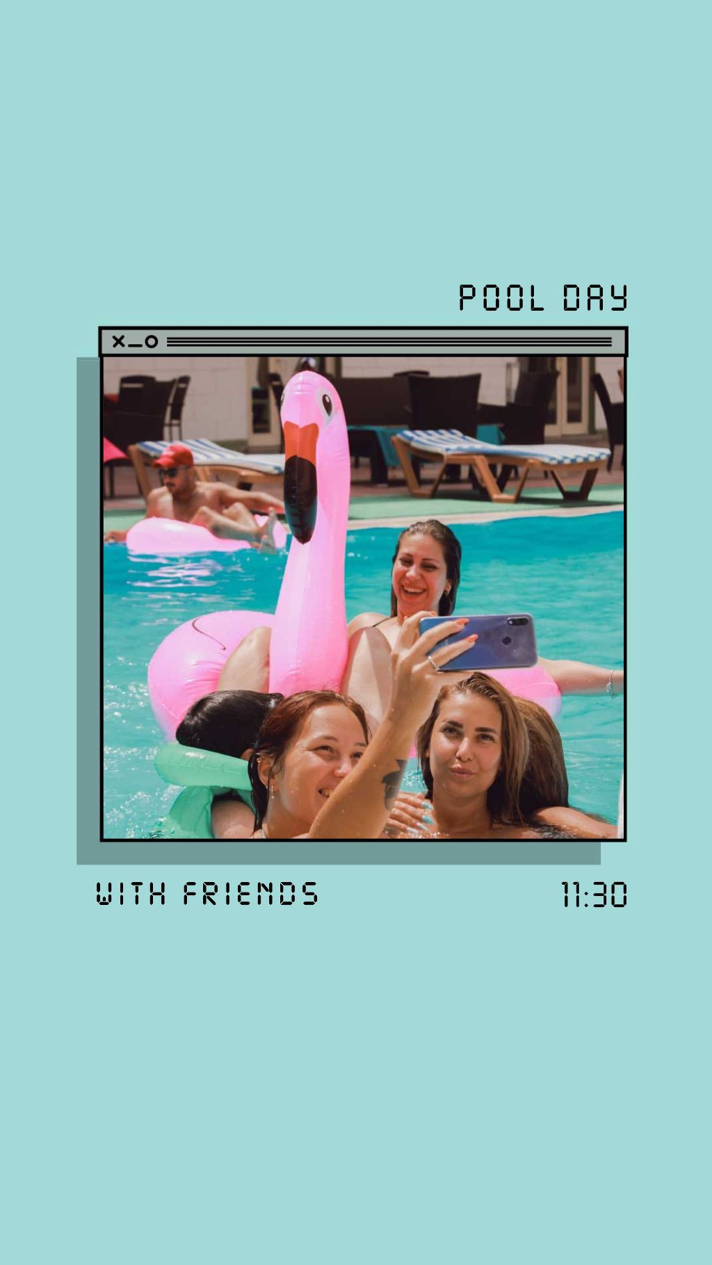 Template Sunny Pool Day Friends Gathering Post