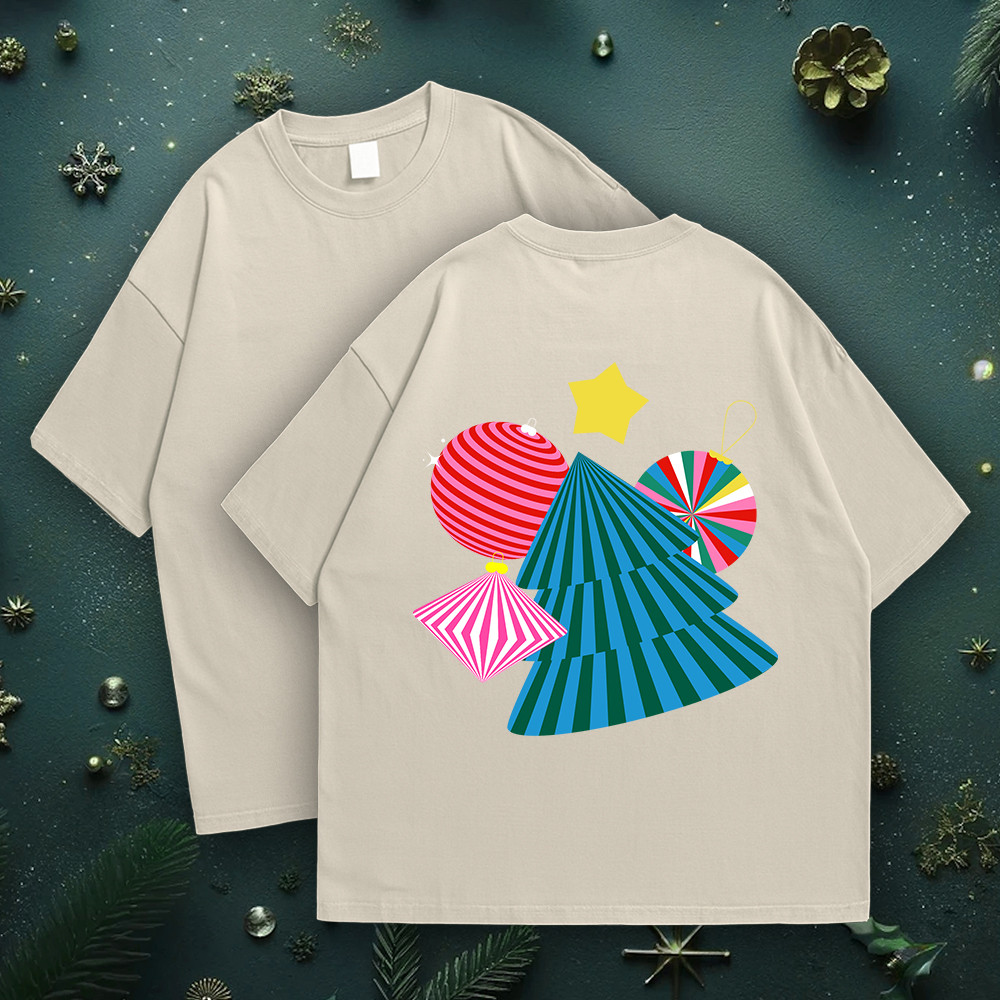 Template Joyful T-shirt Design with Colorful Ornaments