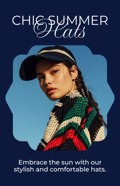 Template Stylish Navy Summer Hat Poster Design