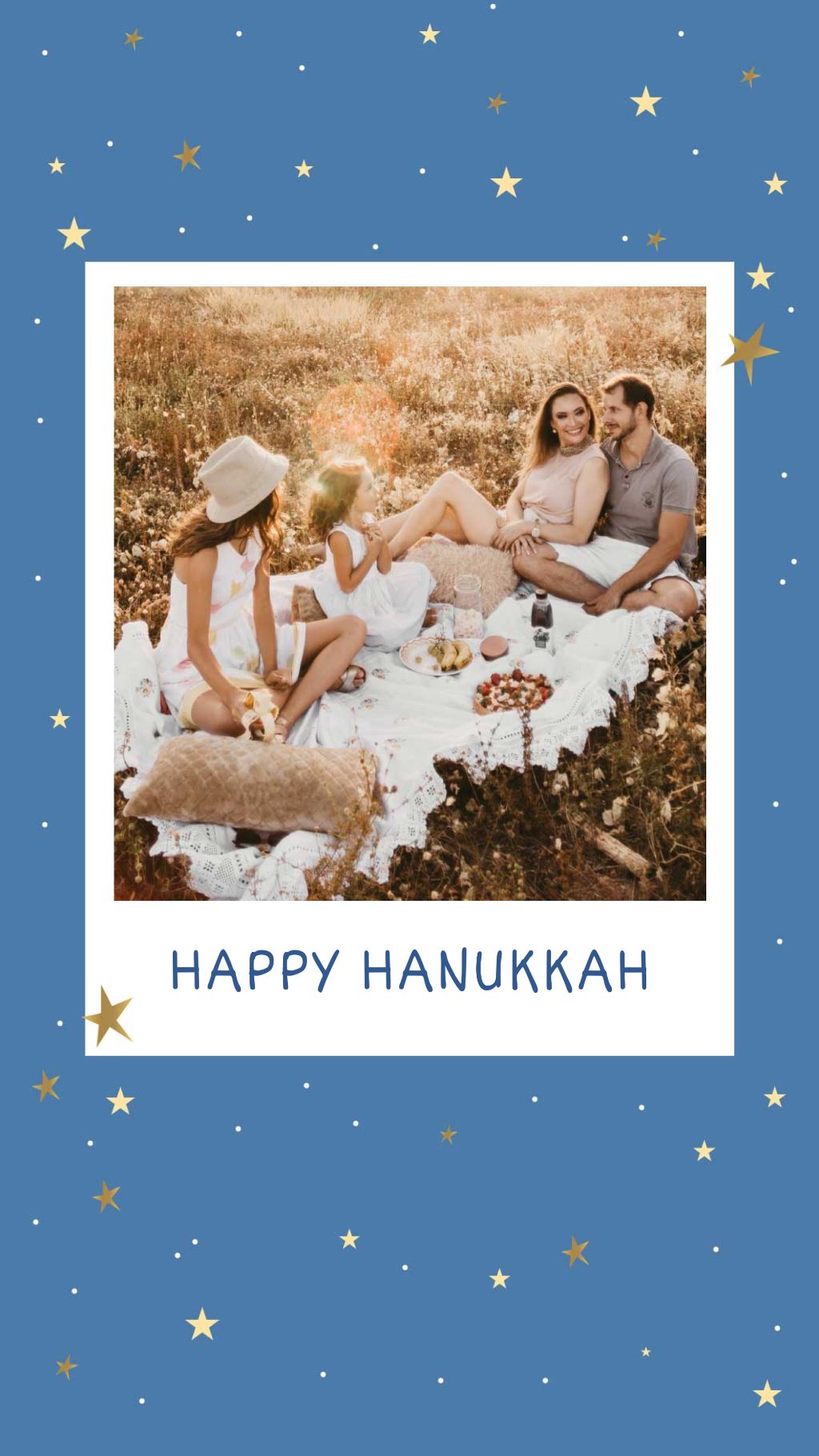 Joyful Hanukkah Blue Family Postcard