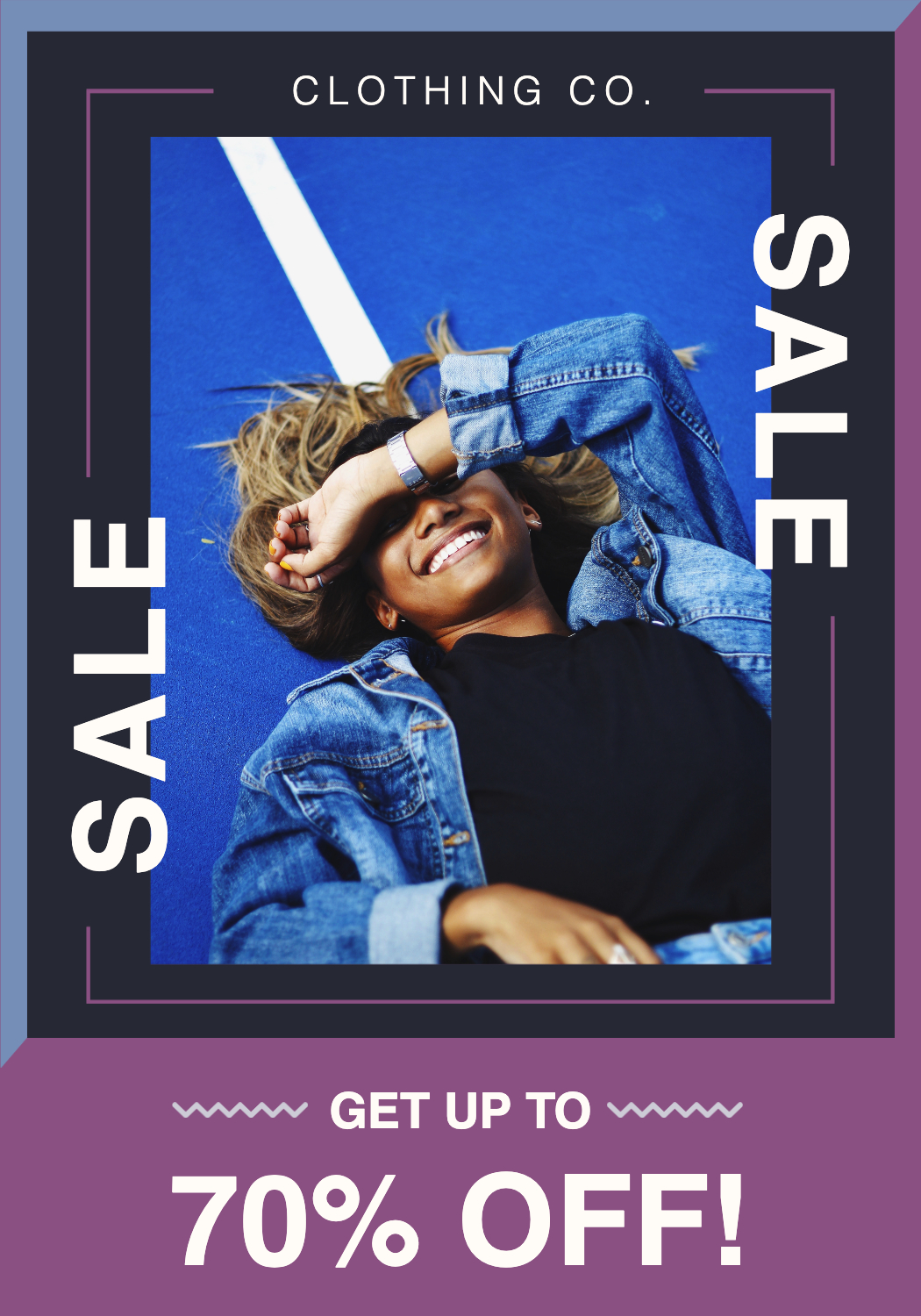 Trendy Blue and Purple Sale Poster Template