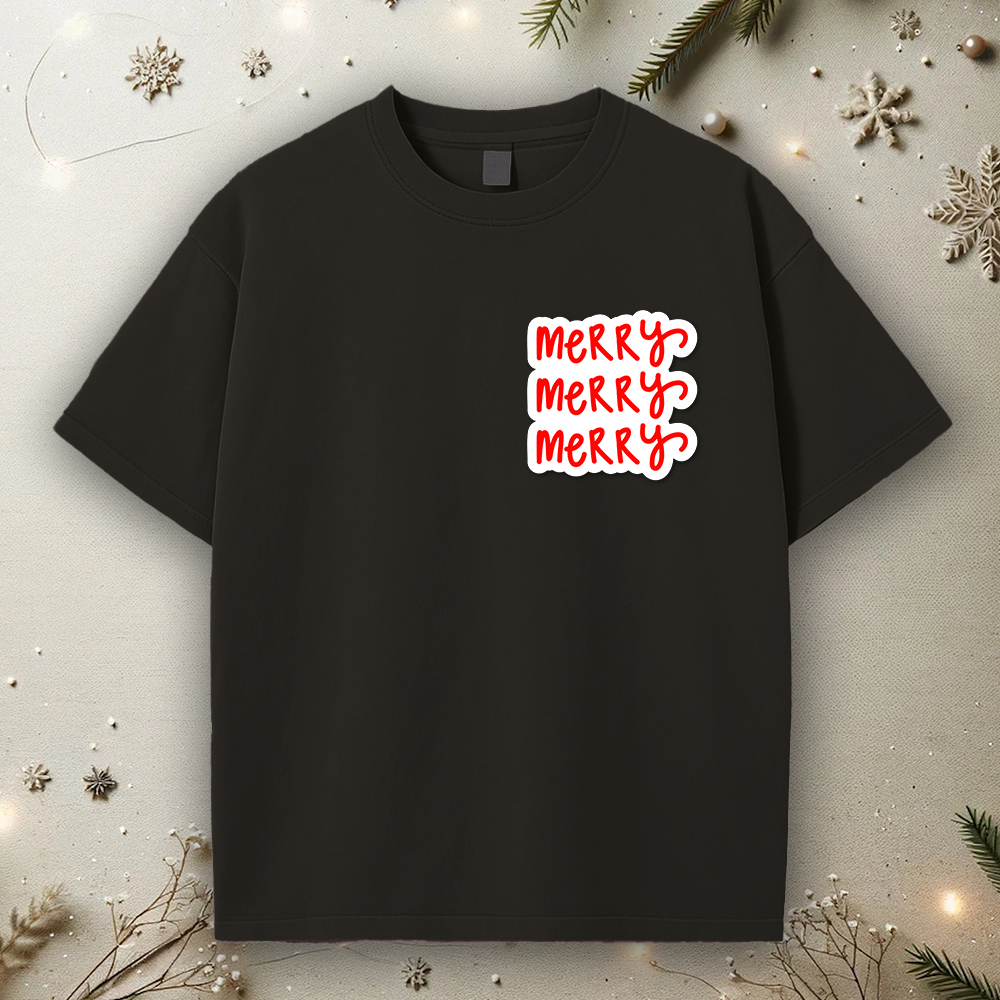 Template Joyful Black T-Shirt Design with Merry
