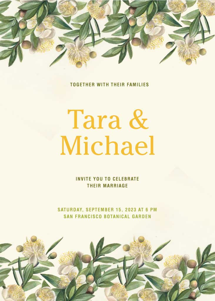 Template Elegant Green and Yellow Wedding Invitation Post
