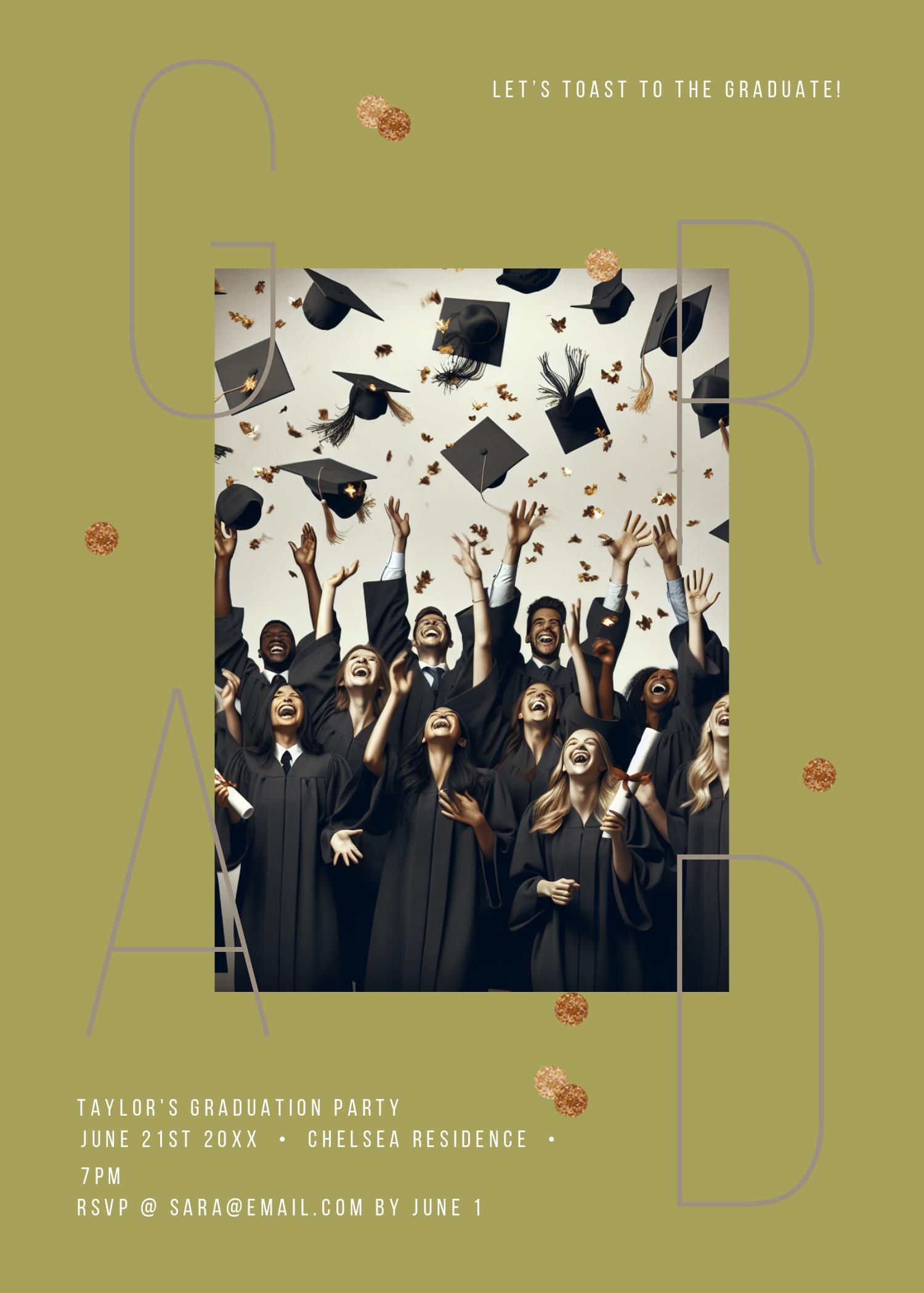 Elegant Black and Gold Graduation Invitation Post