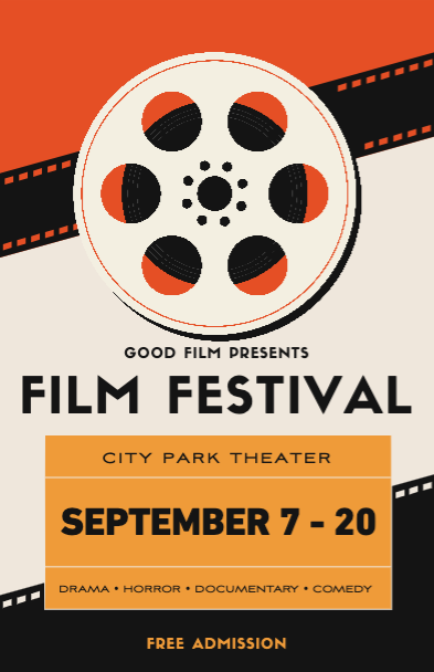 Orange and Black Film Festival Poster Design