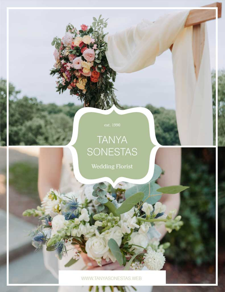 Template Elegant Green Wedding Florist Poster Design