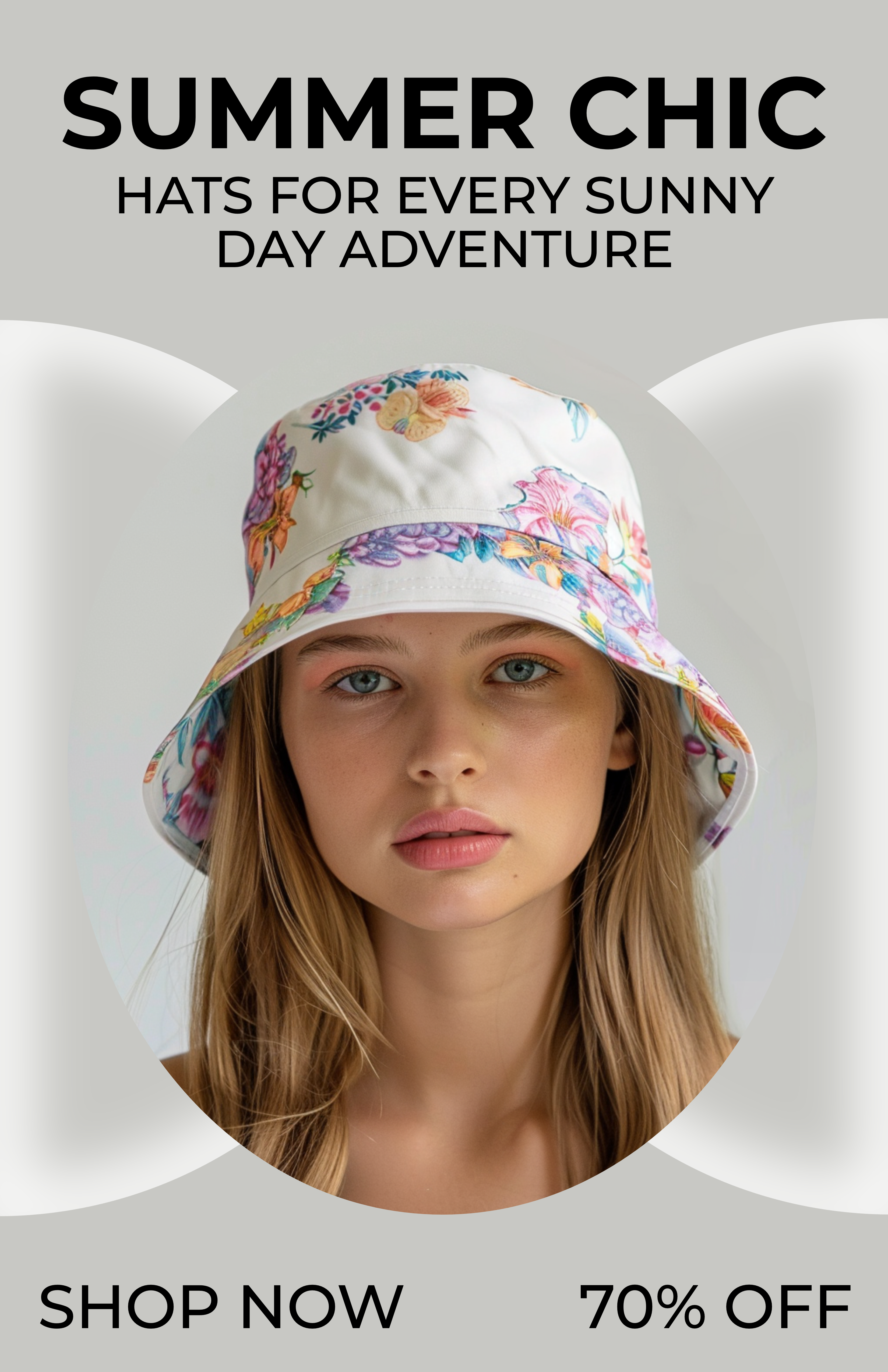 Template Chic Floral Hat Poster for Summer Adventures