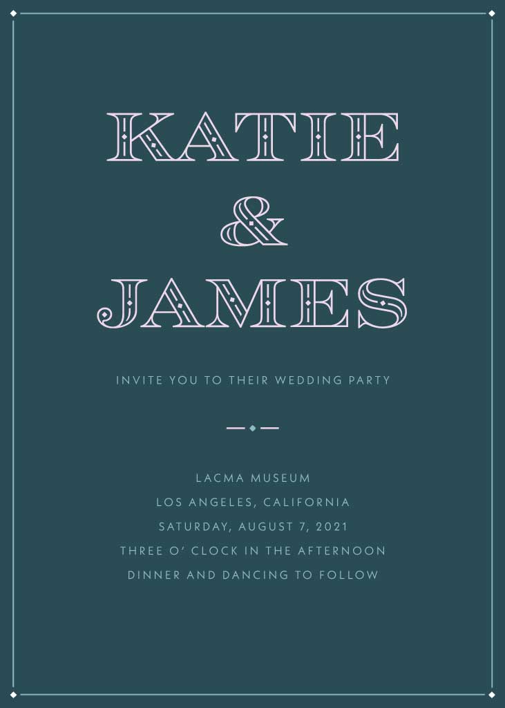 Elegant Teal Wedding Invitation Post Template