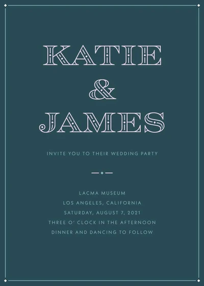 Template Elegant Teal Wedding Invitation Post Template