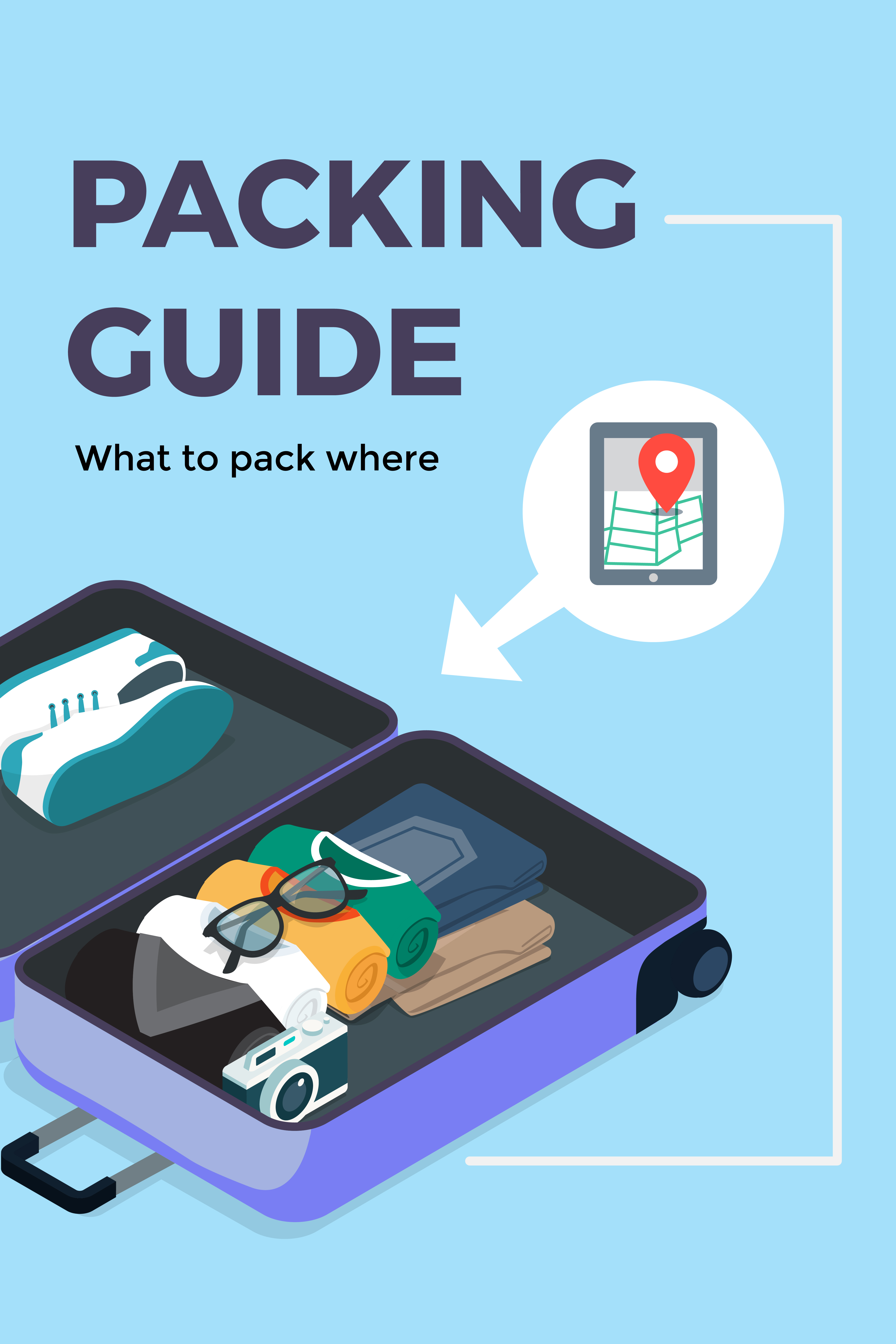 Smart Travel Packing Guide Poster Blue