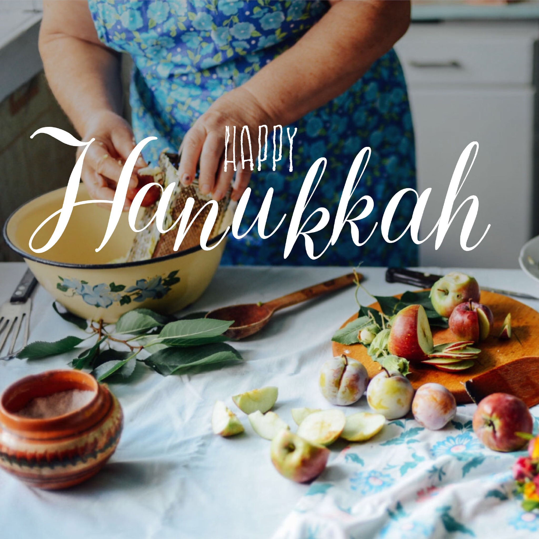 Blue Floral Hanukkah Celebration Social Post