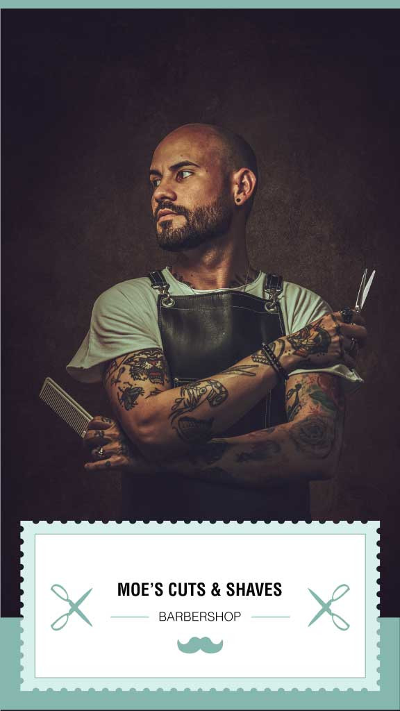 Template Stylish Barbershop Voucher Template in Teal and Black