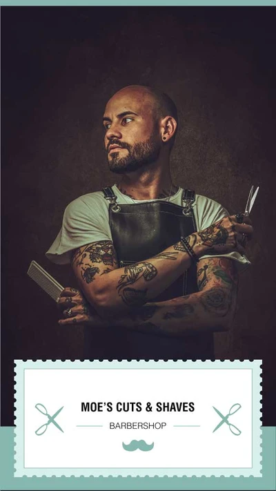Template Stylish Barbershop Voucher Template in Teal and Black