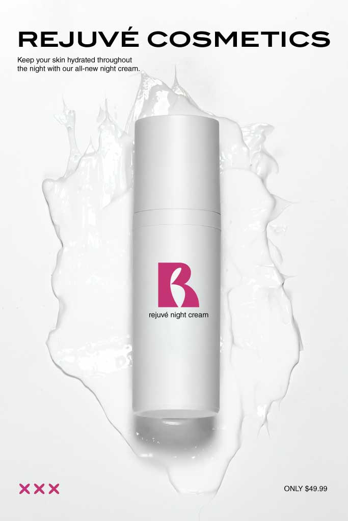 Template Elegant White Night Cream Ad Poster with Pink Accent