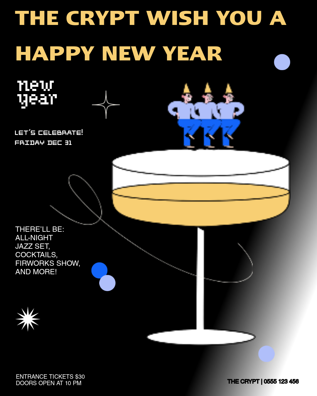 Black and Gold New Year Party Poster