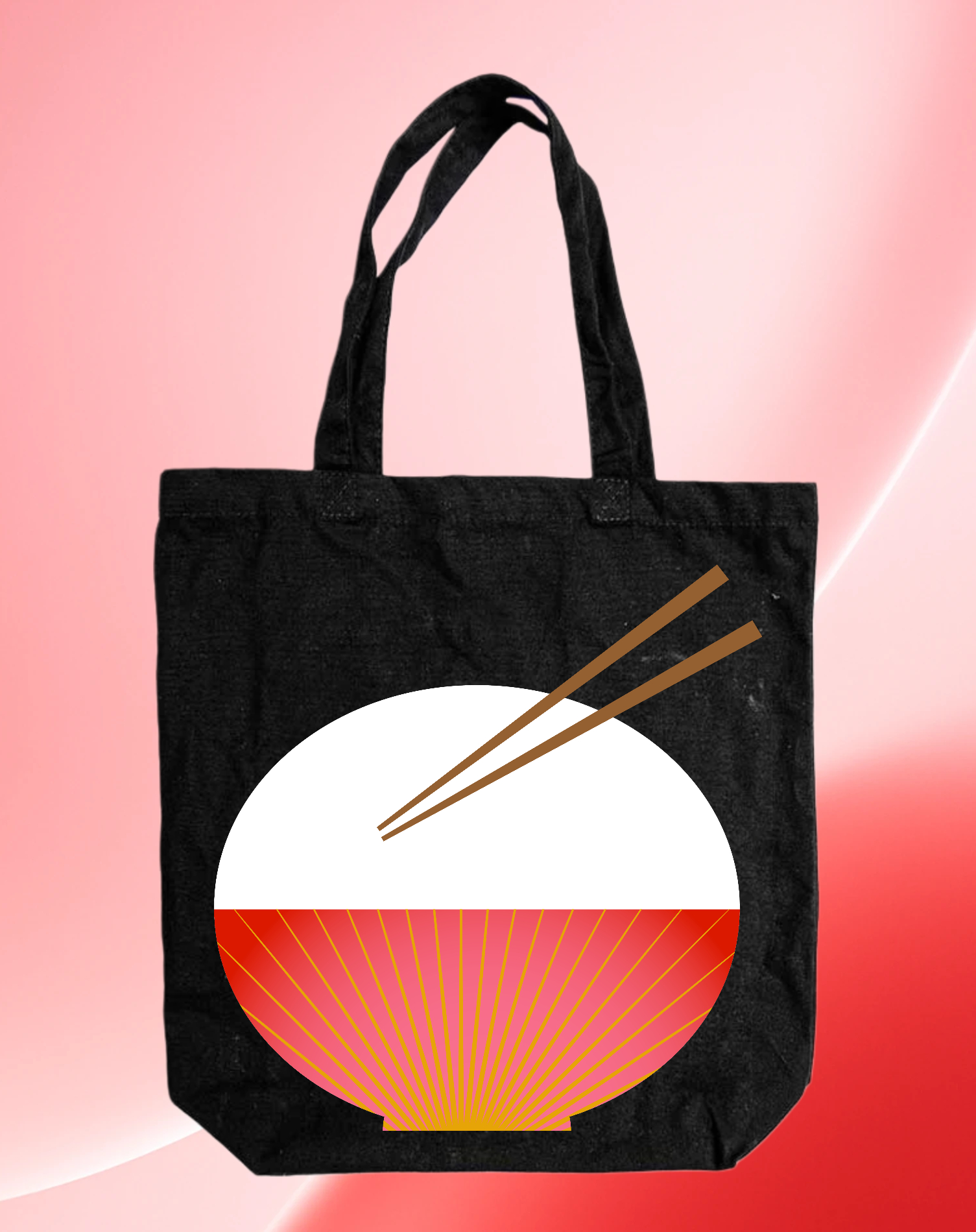 Template Charming Pink Tote Bag Design with Bowl Art