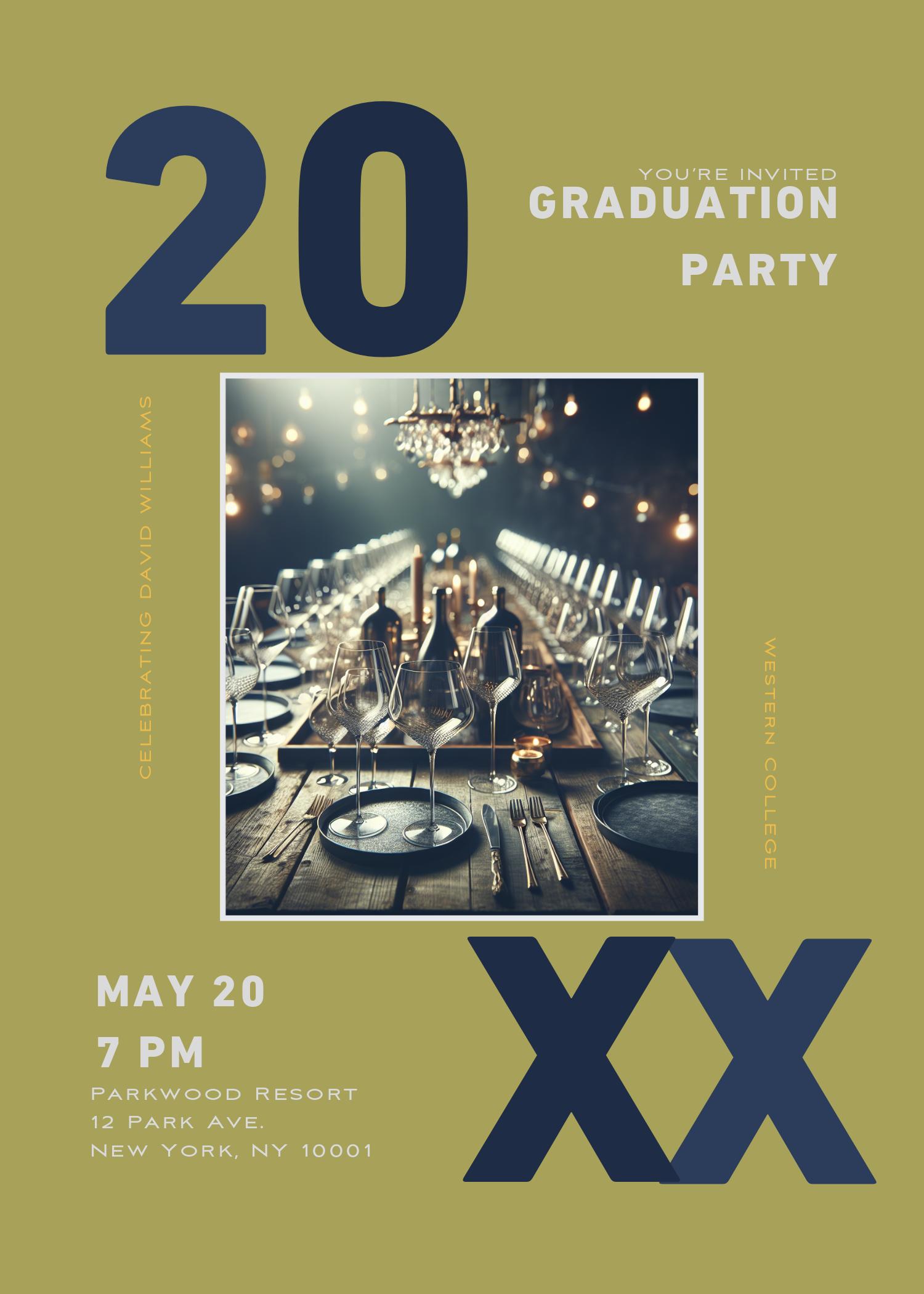 Navy Blue Chic Graduation Party Poster