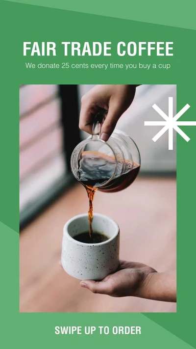 Template Eco-Friendly Coffee Ad Green and White Palette