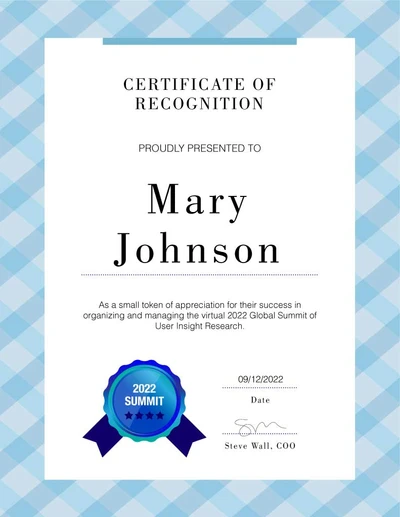 Template Elegant Blue and White Certificate Template Design