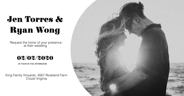 Template Elegant Black and White Wedding Invitation Post