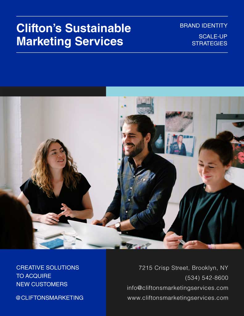 Blue and Black Marketing Services Ad Design