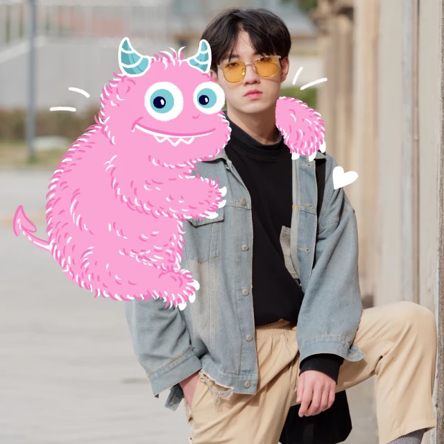 Playful Pink Monster Social Media Post