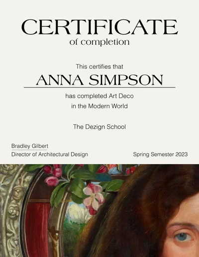 Template Elegant Art Deco Certificate Template Beige Red