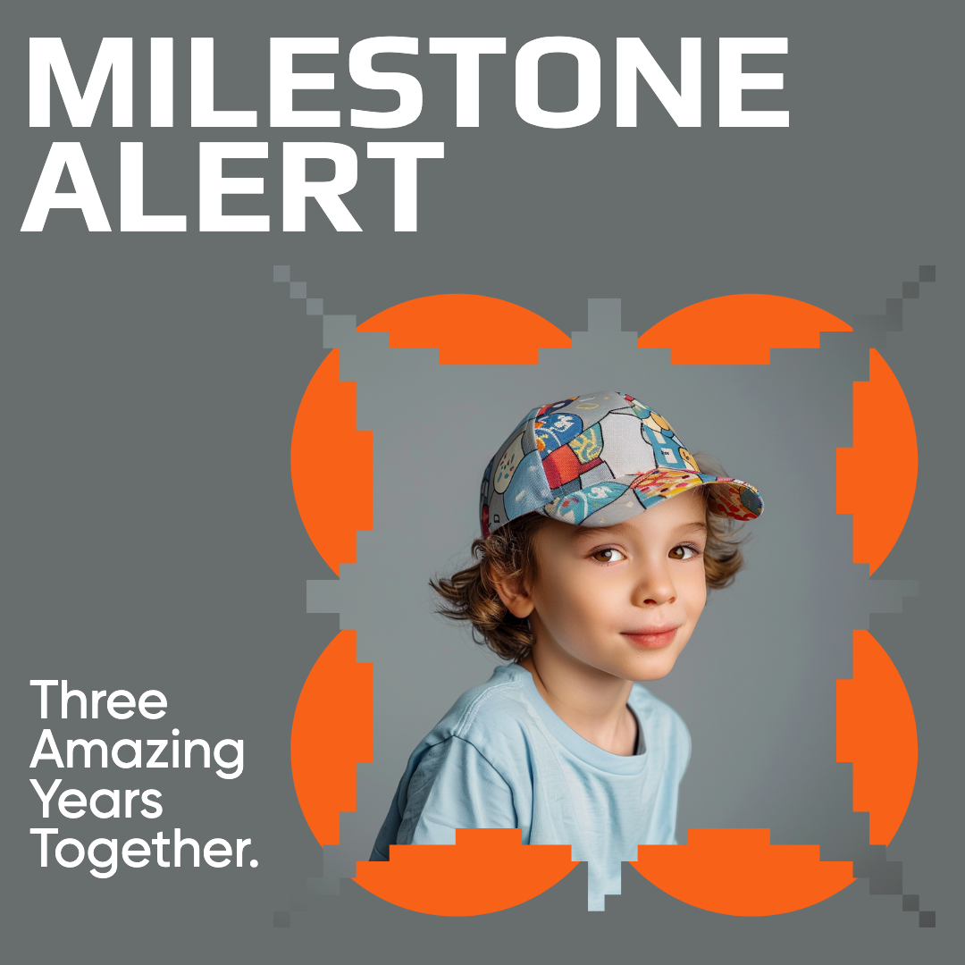 Joyful Milestone Celebration Instagram-Square Post in Grey and Orange