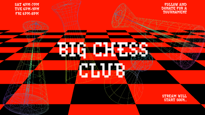 Template Checkmate: Bold Chess Club Streaming Poster in Red and Black