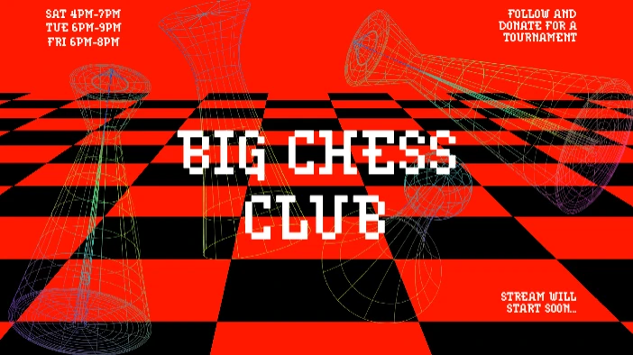 Template Checkmate: Bold Chess Club Streaming Poster in Red and Black