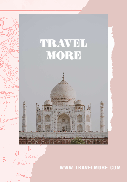 Template Explore New Destinations Pink Gray Poster