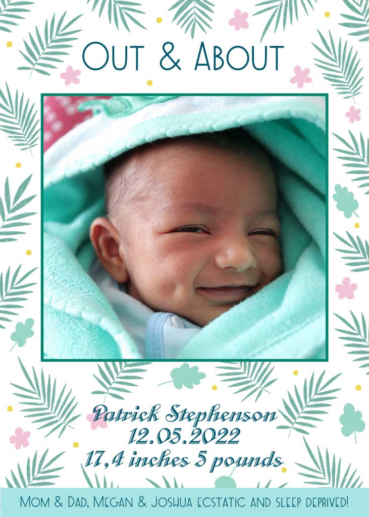 Soft Aqua Birth Announcement Post Template