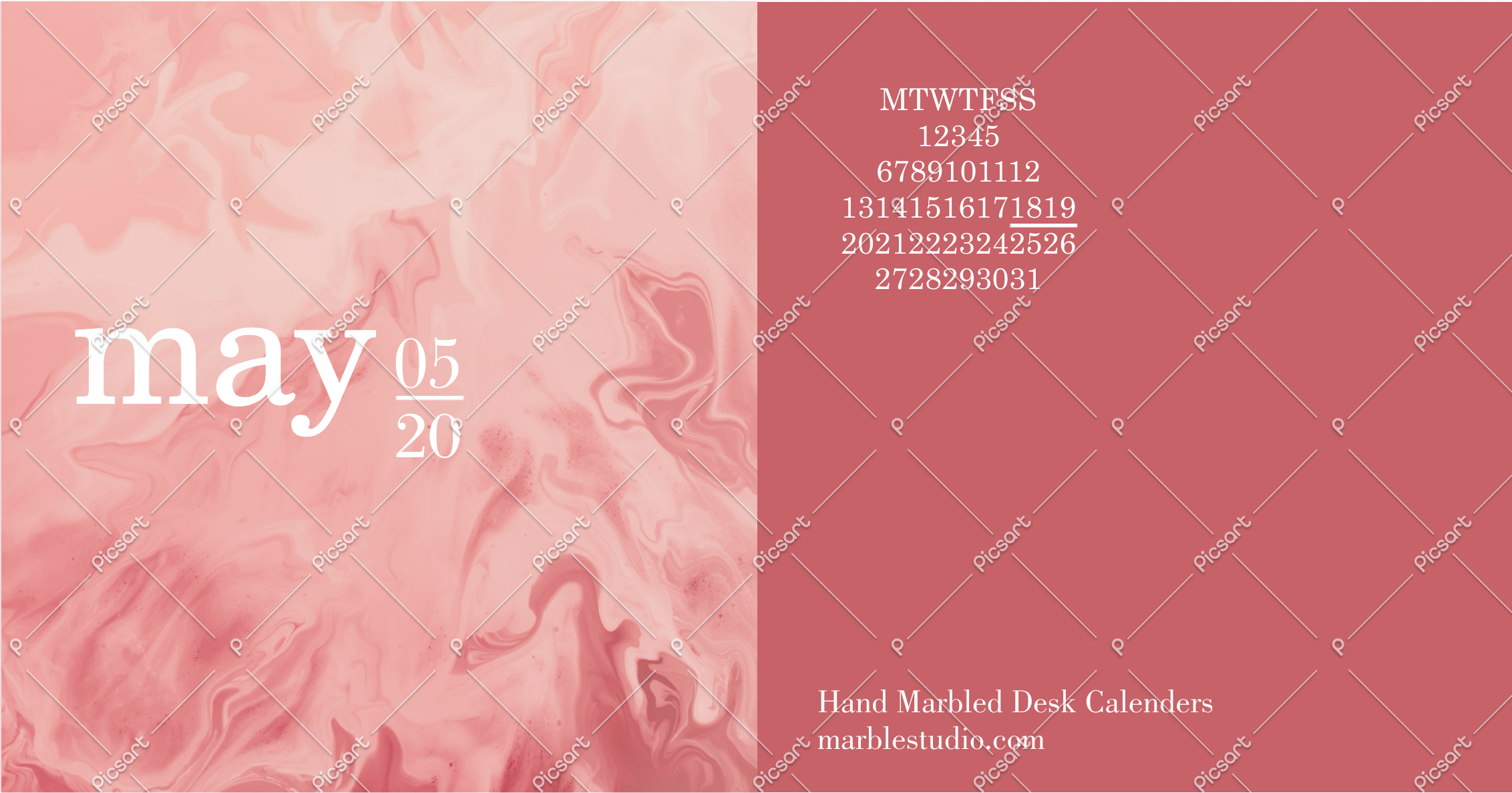 Elegant Coral Desk Calendar Poster Design