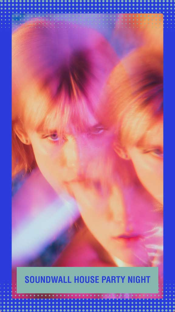 Template Vibrant Blue and Pink House Party Poster