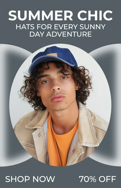 Template Stylish Summer Hat Poster in Gray