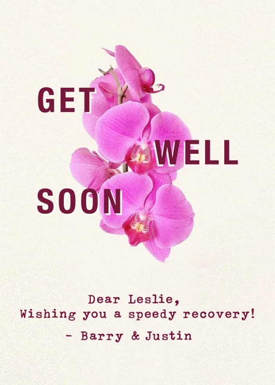 Template Charming Orchid Get Well Soon Postcard