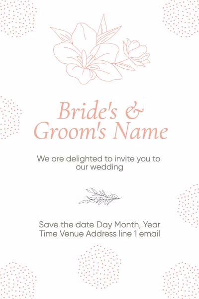 Template Elegant Peach Floral Wedding Invitation Template