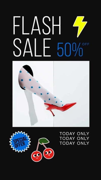 Template Stylish Polka Dot Shoe Flash Sale Poster