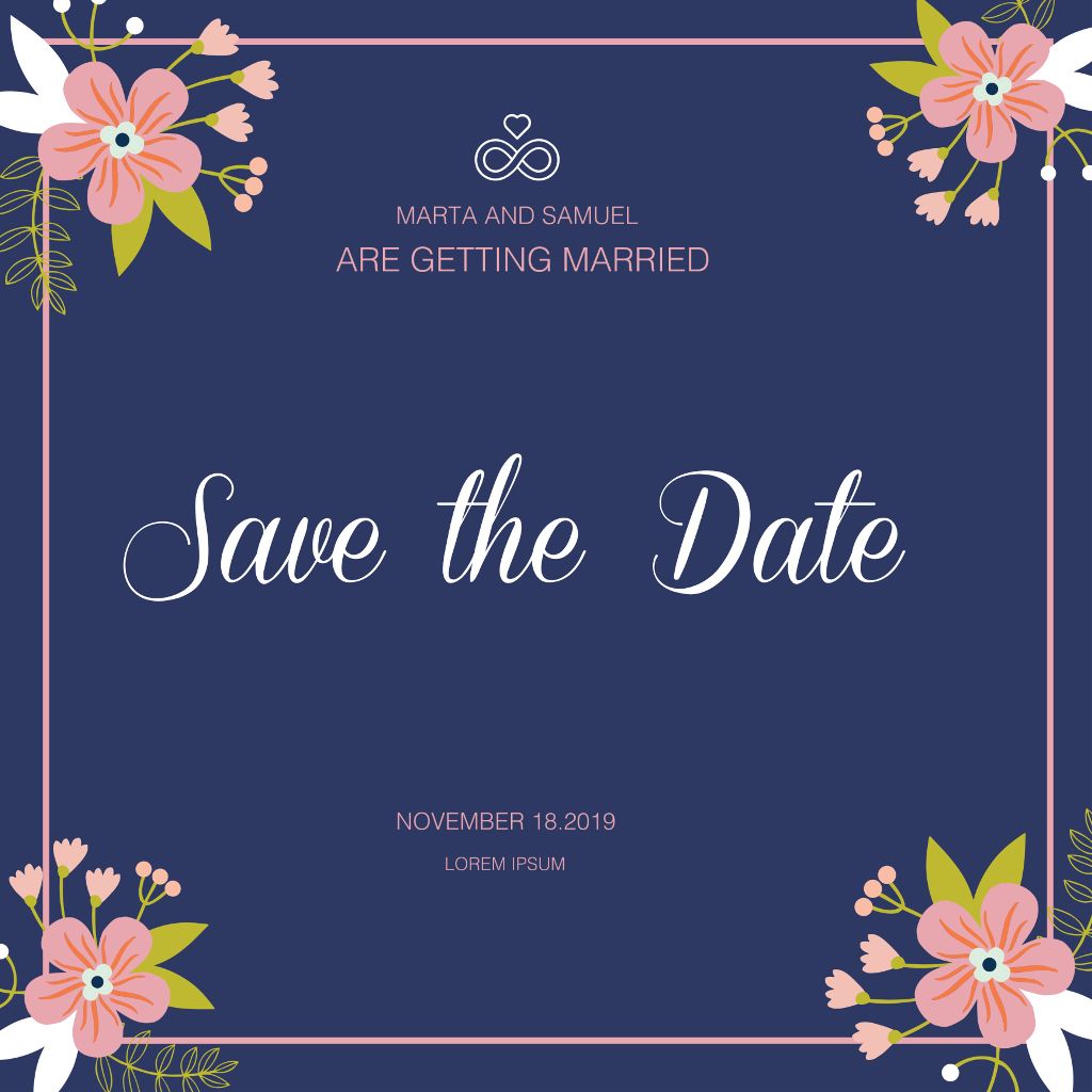 Elegant Navy Blue Wedding Save-the-Date Poster