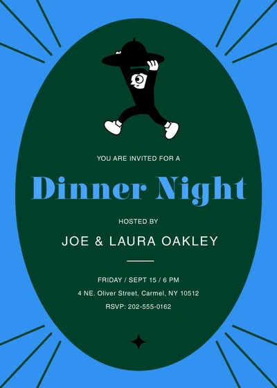Template Elegant Blue Dinner Night Invitation Poster