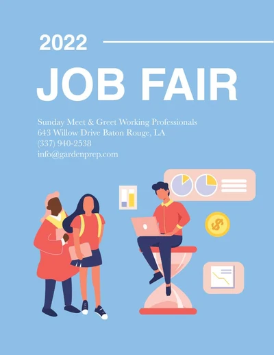 Template Sky Blue Job Fair Event Poster Design