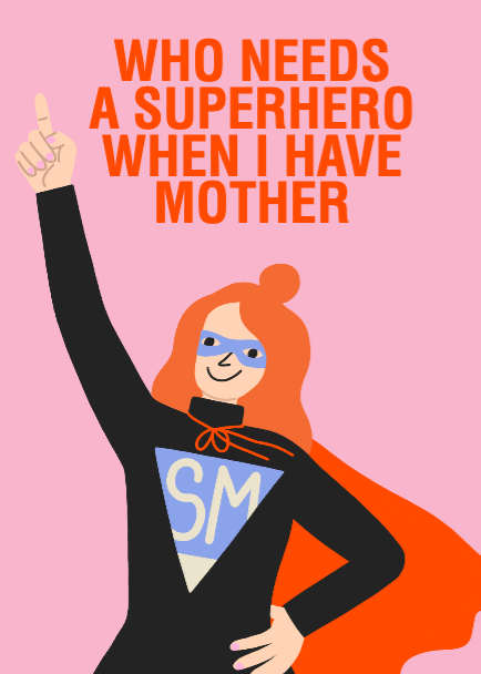 Superhero Mom Celebration Poster in Coral Pink