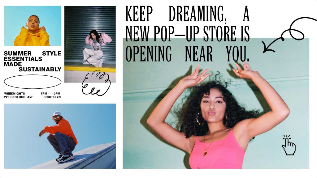 Chic Pop-Up Store Ad with Pink and Blue Hues