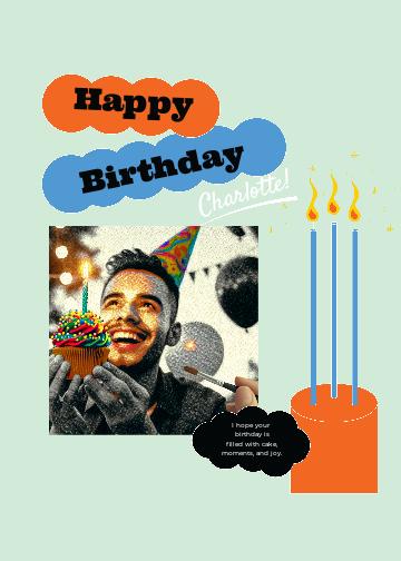 Cheerful Blue and Orange Birthday Post Template