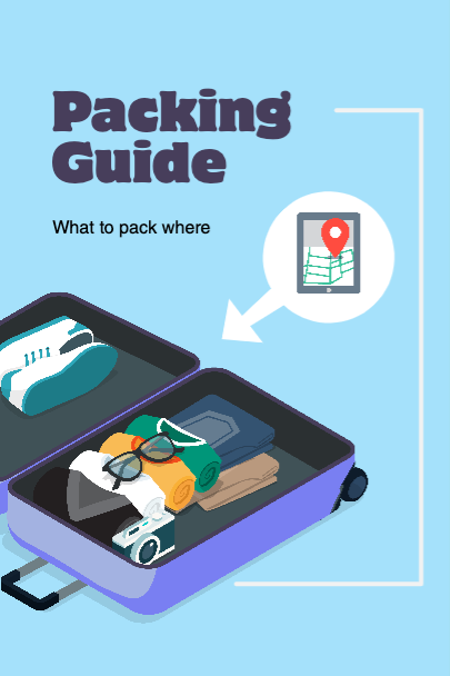 Blue Suitcase Packing Guide Poster Template