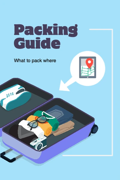 Template Blue Suitcase Packing Guide Poster Template