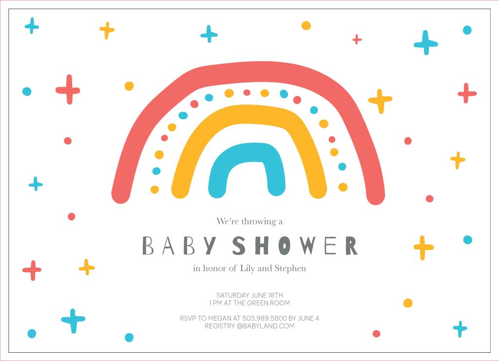 Charming Rainbow Baby Shower Postcard Design